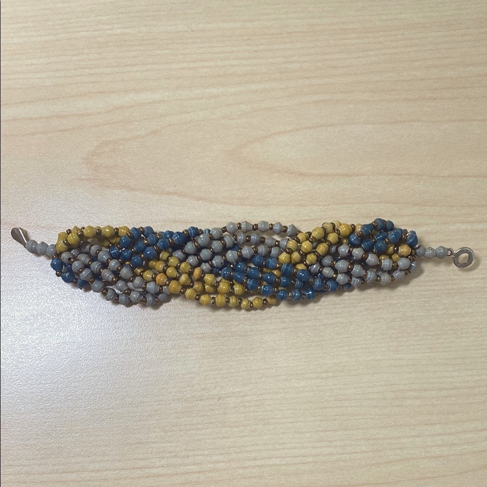 Teng Yue Braided Bead Bracelet Yellow, Blue, Grey